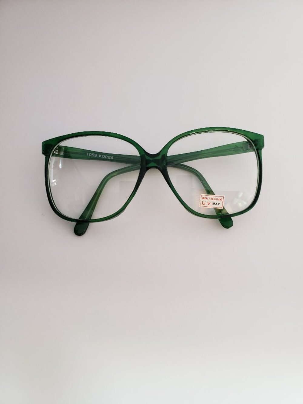 Vintage 80s Oversized Eyeglass Frames Green Sally Jessy Raphael Style Korea NOS